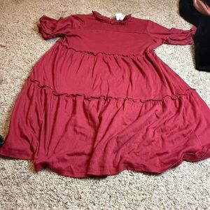 Knox Rose Red Tiered Puff Sleeve Dress